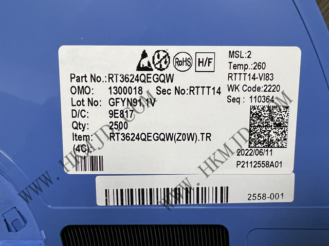 明佳達電子：供應(yīng) Richtek RT3624QEGQW PWM控制器，適用于 IMVP9.1 CPU 內(nèi)核電源