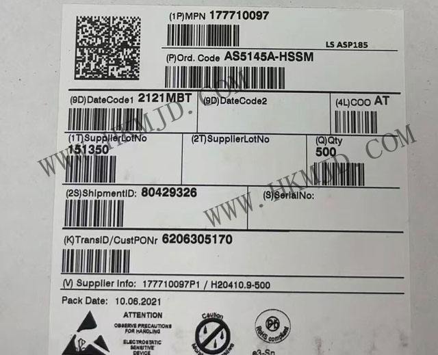 出售（AS5145A-HSSM）ams OSRAM非接觸式轉動位置磁性位置傳感器