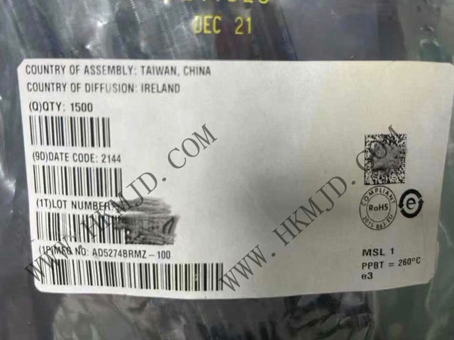 NEW（ADI）AD5274BRMZ-100：單通道、1%電阻容差、256位數(shù)字可變電阻器
